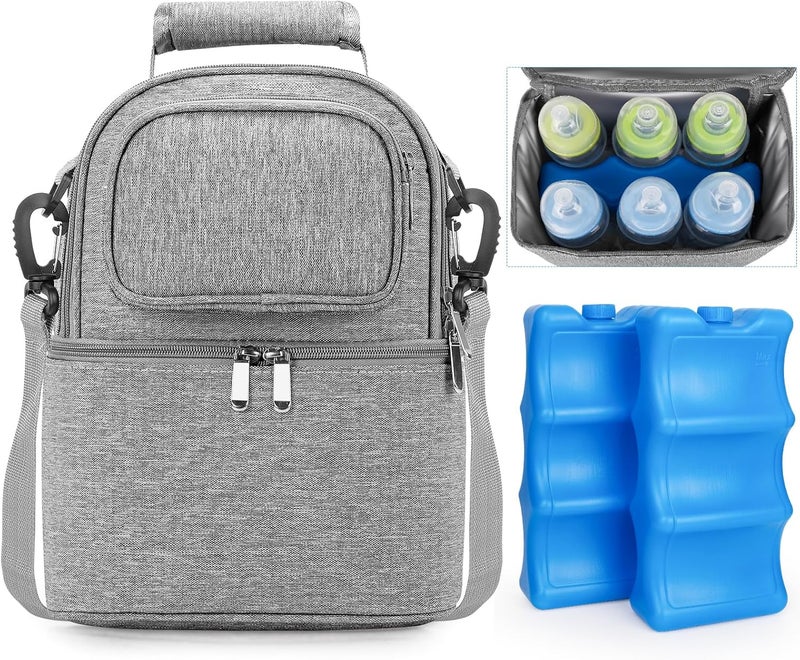 Sanchamy Breastmilk Cooler Bag with Ice Pack Bottle Cooler Bag for Baby Milk Breast Pump Bag - Image 1